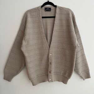 VINTAGE Sears The Men's Store Acrylic Cardigan Neutral Grandpa Sweater Unisex